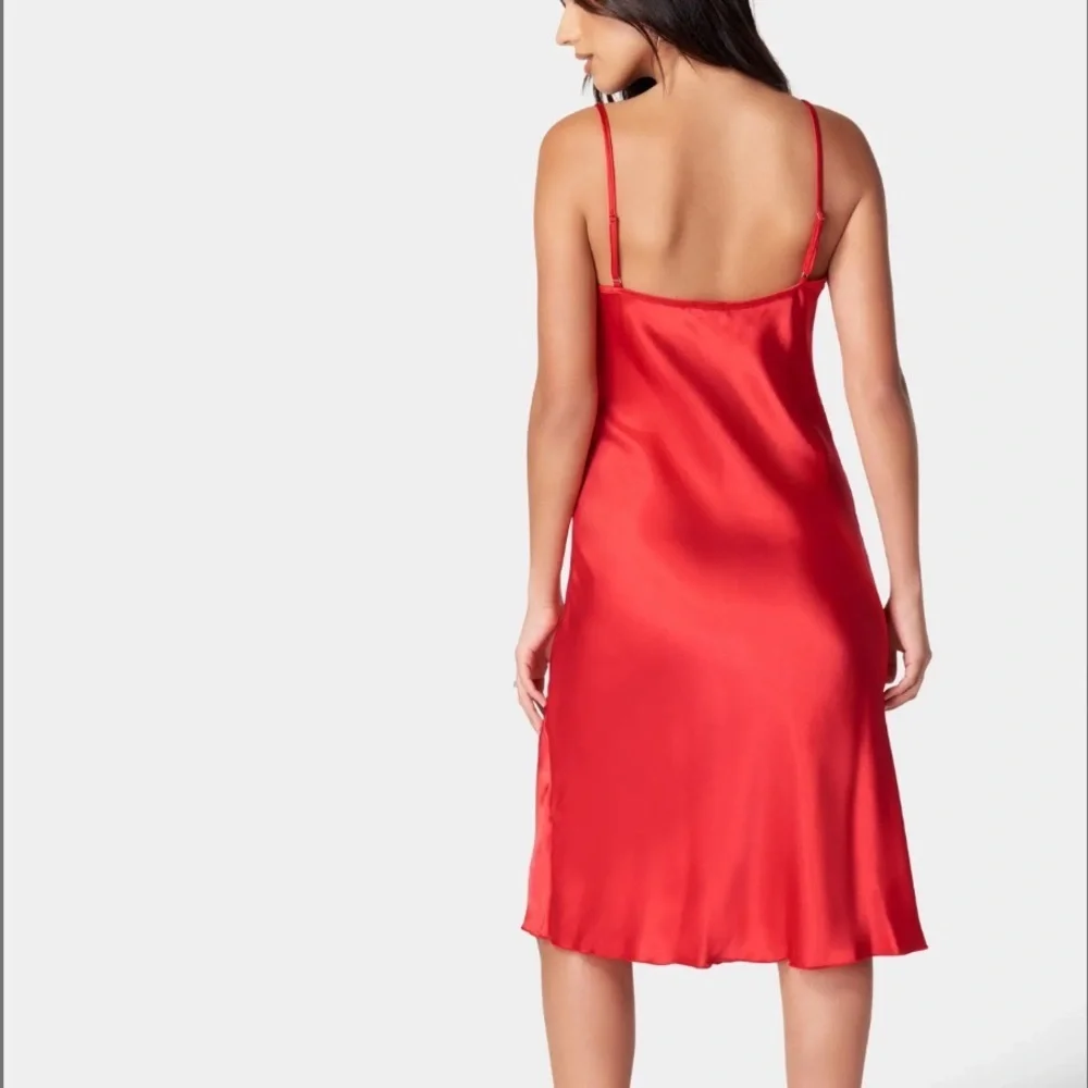 Bebe Solid Satin Bias Slip Dress red - Picture 4 of 4